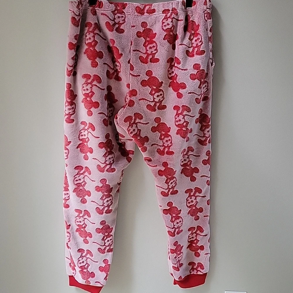 Disney World Mickey Mouse Womens XL Pajama Set Plush‎ Lounge Red White Cozy - Picture 15 of 15
